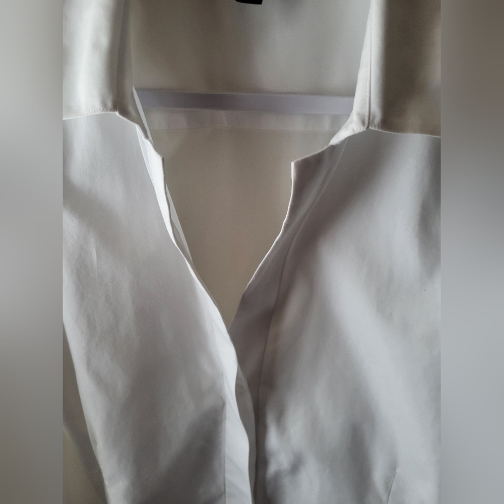 FOXCROFT  Women's White Cotton Non-Iron Fitted Fit Button Down Shirt 18 - Picture 5 of 16
